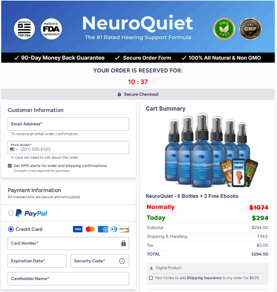 NeuroQuiet Checkout